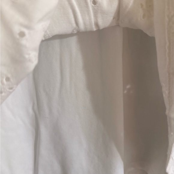 LOFT White Eyelet Cotton Puff Sleeve Tiered Lined Swing Mini Dress Sz MP NWT - Picture 7 of 13